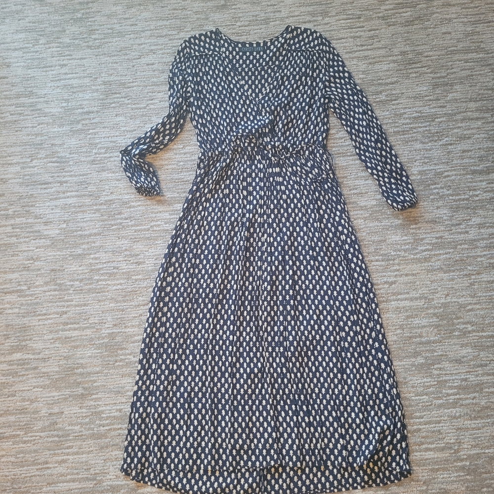 Elegant Navy and White Polka Dot Dress
